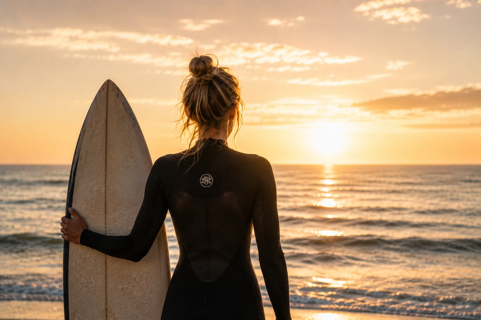 A surfer walking along Silverdale’s Pacific coast